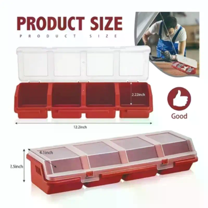 Workshop Tools Storage - Vida Düzenleyici Kutusu Plastik 4 Bölmeli
