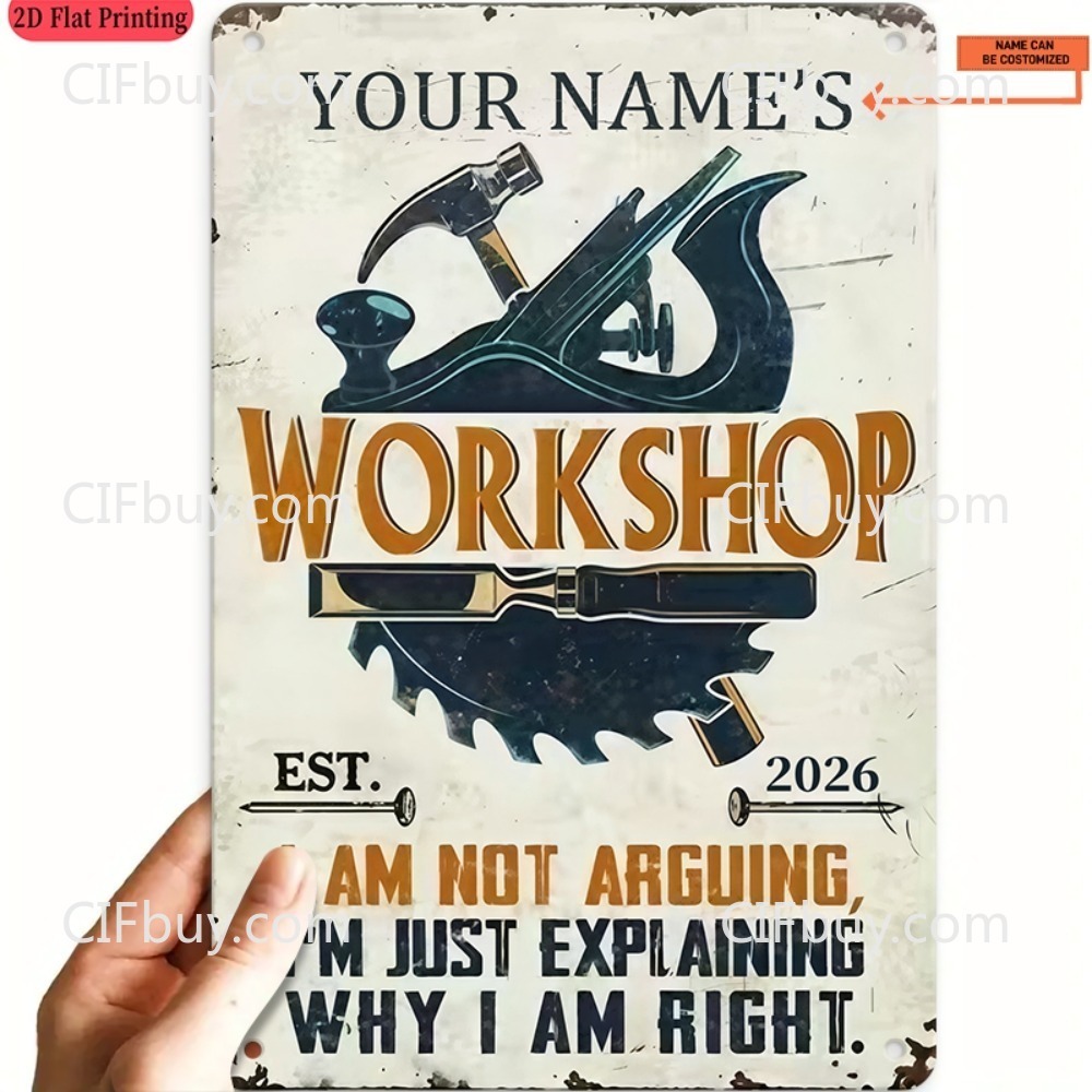 Workshop Tools Name - Özel İsim Atölyesi Metal Tabela 1