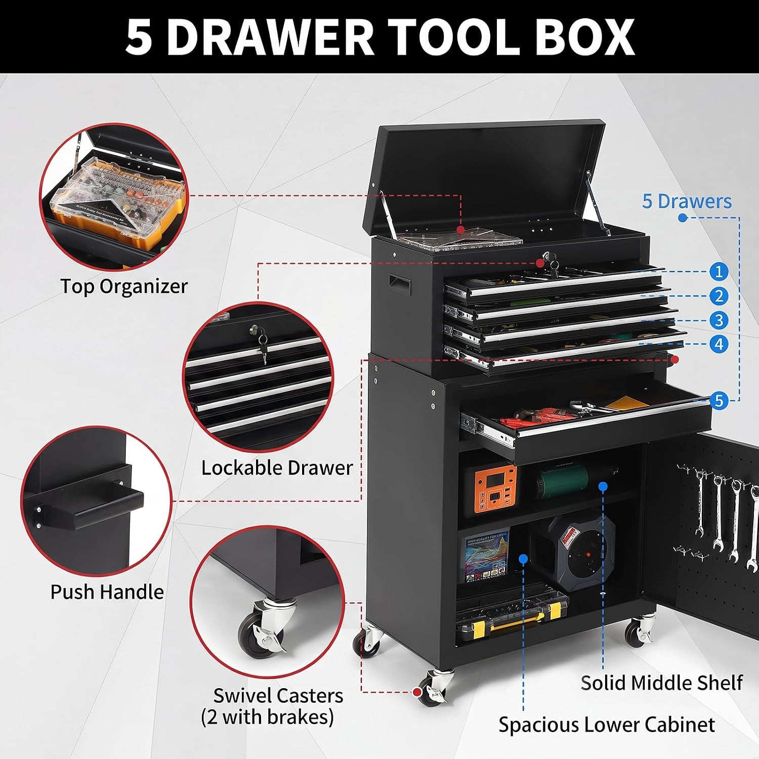5 Çekmeceli Kilitlenebilir Ayr - Tools Box For Workshop incelemesi ve fiyatı